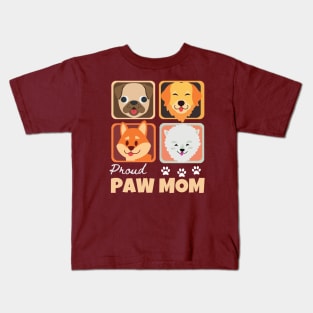 Paw Mom Cute Dog Valentine Gift Kids T-Shirt